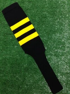 Baseball Stirrups 8" Black With Three Gold Stripes