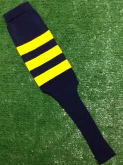 Baseball Stirrups 8" Navy With Three Gold Stripes
