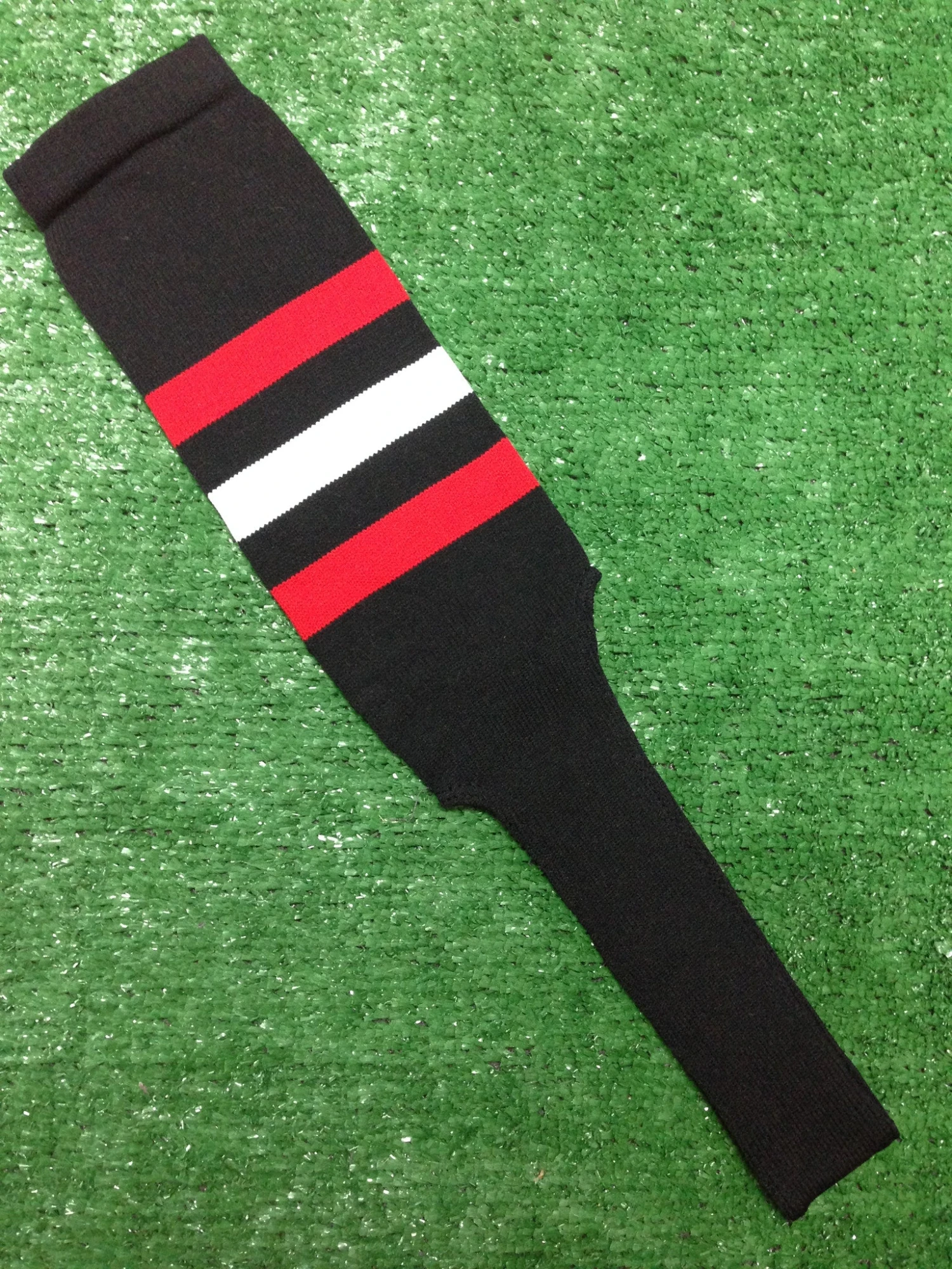 Baseball Stirrups 8" Black With Three Stripes Red White Red 3 Baseball Stirrups 8" Black With Three Stripes Red White Red