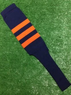 Baseball Stirrups 8" Navy With Three Orange Stripes