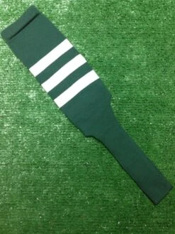 Baseball Stirrups 8" Dark Green With Three White Stripes