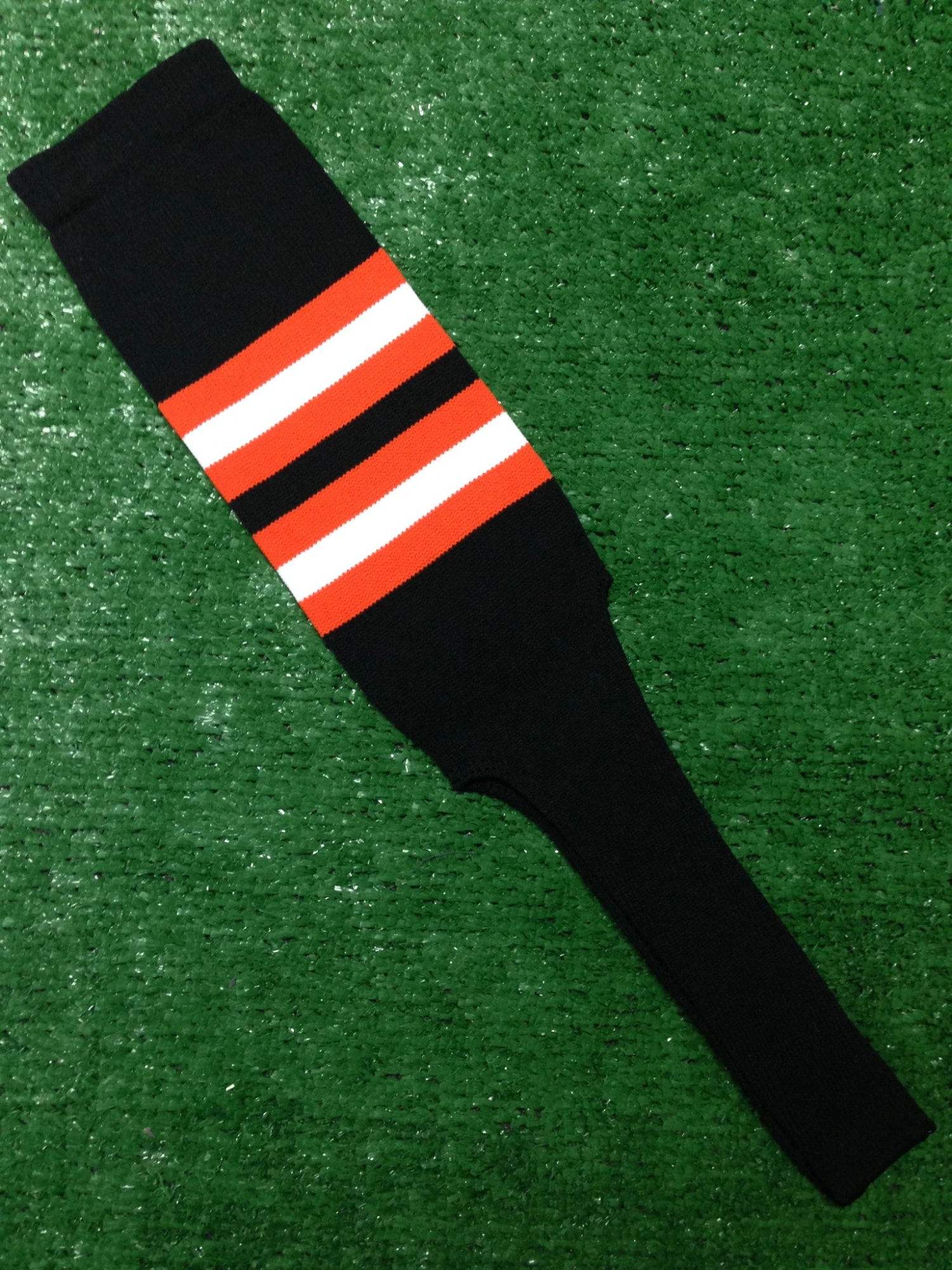 Baseball Stirrups 8" Black With Orange And White Stripes 3 Baseball Stirrups 8" Black With Orange And White Stripes