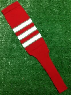 Baseball Stirrups 8" Red With White Stripes Trimmed With Gray