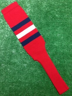 Baseball Stirrups 8" Red With Three Stripes Navy White Navy