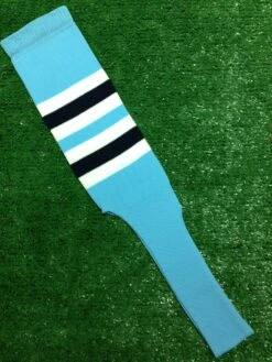 Baseball Stirrups 8" Columbia Blue With White And Navy Stripes