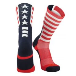 TCK USA Flag Scarlet Navy Blue White Crew Sock