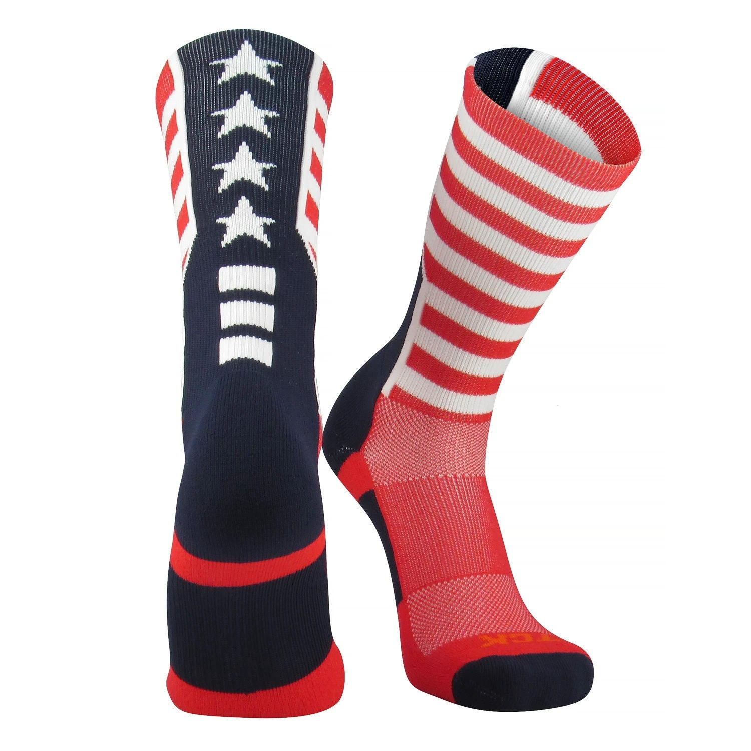 TCK USA Flag Scarlet Navy Blue White Crew Sock 3 TCK USA Flag Scarlet Navy Blue White Crew Sock